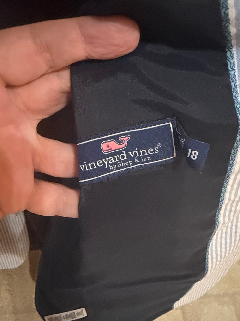 Vineyard Vines Boys Blue & White Striped Seersucker Blazer - Picture 4 of 4